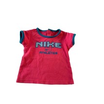 Nike Toddler Girl Baby Size 24 months Spellout Logo Pink With Blue Tshir... - £6.05 GBP