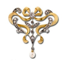 Victorian 1.31ct Rose Cut Diamond Pearl Art Nouveau Bow Engagement Brooch/Pin - £492.42 GBP