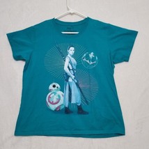Star Wars Rey BB-8 Womens T Shirt Size 2XL Teal Graphic Casual Tee Disney - $16.87