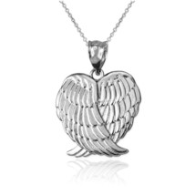 10K White Gold Angel Wings Pendant Necklace - £103.97 GBP+