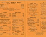 Lake Lytle Restaurant Menu Rockaway Beach Oregon 1990&#39;s - $14.85