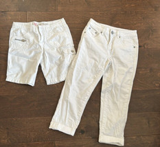 Justice Girls Bottoms Cargo Shorts &amp; jeans Sz 10R White - £13.35 GBP