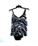 Swim Solutions Womens 10 Gray Printed Tankini One Piece Swimsuit NWT G14 - $72.59 CAD