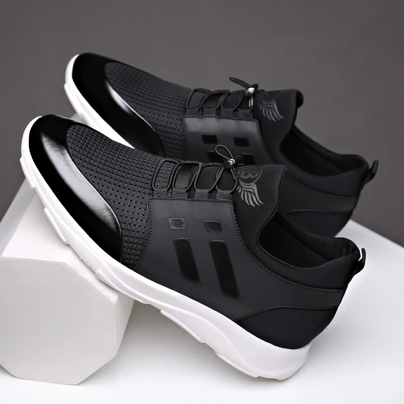 Men&#39;s Shoes Quality Lycra+ Cow Leather Shoes Brand 5CM Increasing Britis... - $71.51