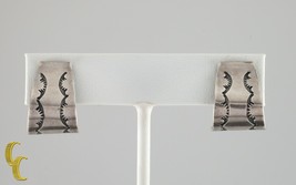 Gorgeous Sterling Silver Stamped Hoop Clip-On Earrings - £94.96 GBP