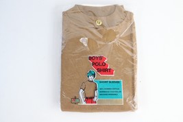 Deadstock Vintage 70s Streetwear Boys 16 Blank Mock Neck Knit T-Shirt Br... - £23.75 GBP