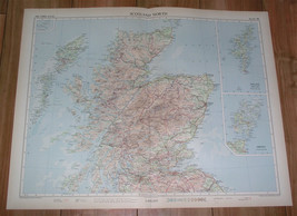 1955 Vintage Physical Map Of Scotland Highlands Shetland / Scale 1:850,000 - £23.94 GBP