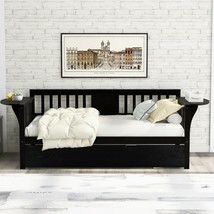 Twin Wooden Daybed with Trundle Bed Sofa Bed Espresso - £301.37 GBP