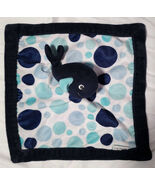 Carters Whale Security Blanket Baby Lovey Navy Blue Aqua Polka Dots - $12.97