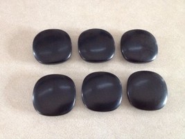 Lot of 6 Vtg Art Deco Mid Century Rounded Edge Black Plastic Shank Buttons 2.5cm - £11.93 GBP