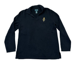 Ralph Lauren Jeans Co V-Neck Pullover Black Sweater w/ Crest Cotton Long... - £21.71 GBP