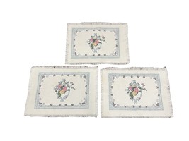 Lot 3 Set Vintage Victorian Stamped Placemat Floral Pink Rose Blue Borde... - £14.65 GBP