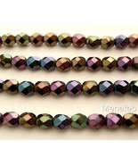 50 4mm Czech Glass Fire Polished Beads: Iris - Purple - $2.65