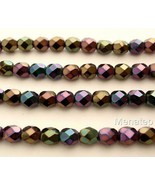 50 4mm Czech Glass Fire Polished Beads: Iris - Purple - £2.07 GBP