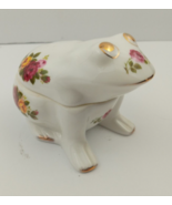 Vintage Fine Bone China Cottage Rose Frog Trinket Dish Roses Yellow Pink... - £15.02 GBP