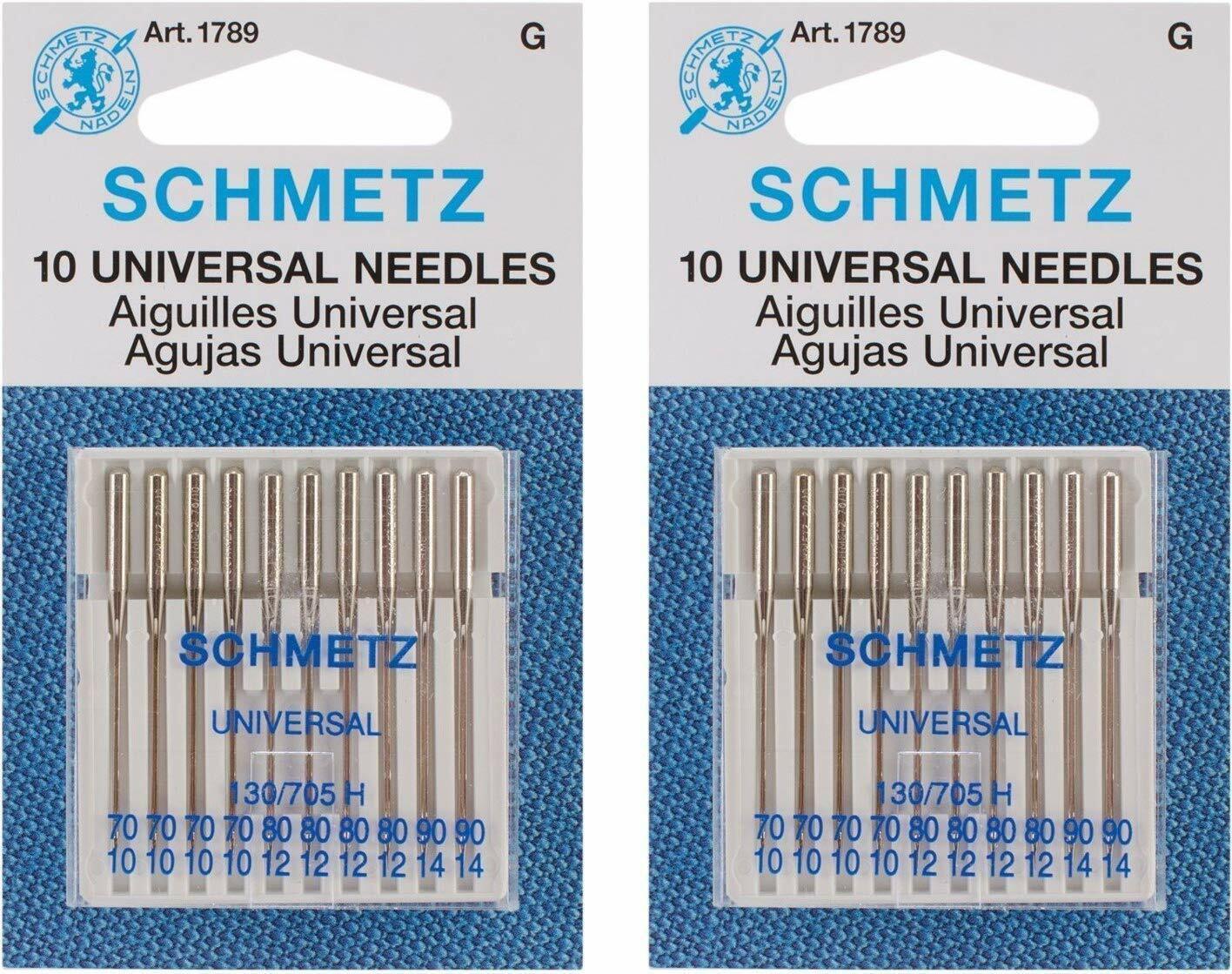 Universal Sewing Machine Needles 2-Pack Set Assorted Sizes 10-Piece Packs Home - £12.93 GBP