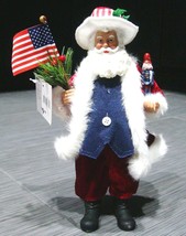 Patriotic 4th Of July Christmas 10&quot; Santa Claus w/American Flag &amp; Nutcracker New - £19.97 GBP