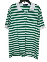 Polo Ralph Lauren Men&#39;s Golf Shirt Cotton Striped Collar Short Sleeve Green XXL - £18.78 GBP