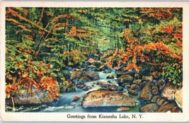 Greetings from Kiamesha Lake New York Postcard 1939 - £8.74 GBP