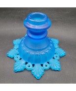 Vintage Westmoreland Electric Blue Satin Glass Ring &amp; Petals Candle Stic... - $27.06 CAD
