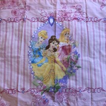 Disney Princess Sham Pillow Cover Pink Striped Floral Belle Aurora Cinde... - £6.41 GBP