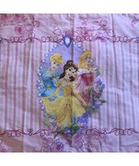 Disney Princess Sham Pillow Cover Pink Striped Floral Belle Aurora Cinde... - $8.00