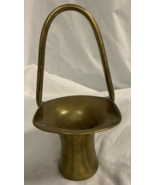 Vintage Brass Basket with Handle 5&quot; inch long x 4&quot; wide x 9” tall - £5.17 GBP