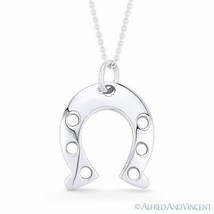 Horseshoe Luck Charm &quot;U&quot; Pendant &amp; Cable Chain Necklace in .925 Sterling Silver - £20.10 GBP+