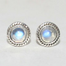 925 Sterling Silver Rainbow Moonstone Earrings Stud Handmade Gemstone Jewelry - £20.56 GBP