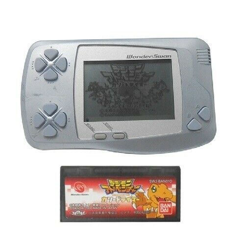 Bandai WonderSwan Pocket Silver Console with Digimon Adventure Game Color - $54.45