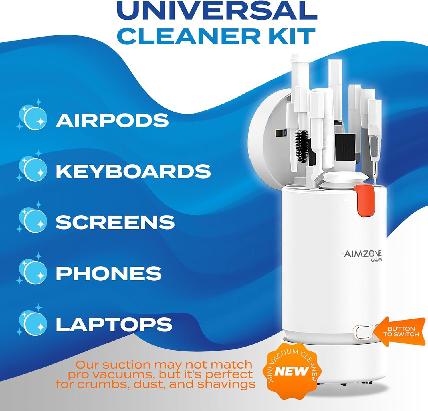 Aimzone Keyboard Cleaner Kit with Air Dust Remover, 21-in-1 Universal El... - $12.86