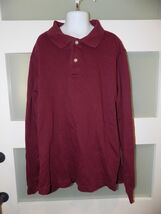 Lands' End Kids 2-Button Polo Shirt Long Sleeve Burgundy Size L (14/16) ... - $14.40