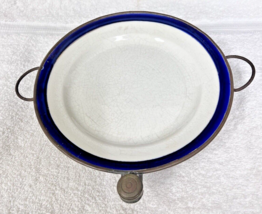 Antique Primitive Copper Proclain Warming Plate Victorian Cobalt Copper ... - $39.11
