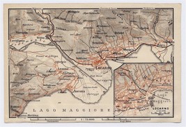 1911 Original Antique Map Of Vicinity Of Locarno / Ticino / Switzerland - £13.37 GBP