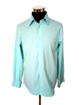 Express 1 MX Shirt Men&#39;s Size Medium Modern Fit Aqua Yellow Stripe Butto... - £15.00 GBP