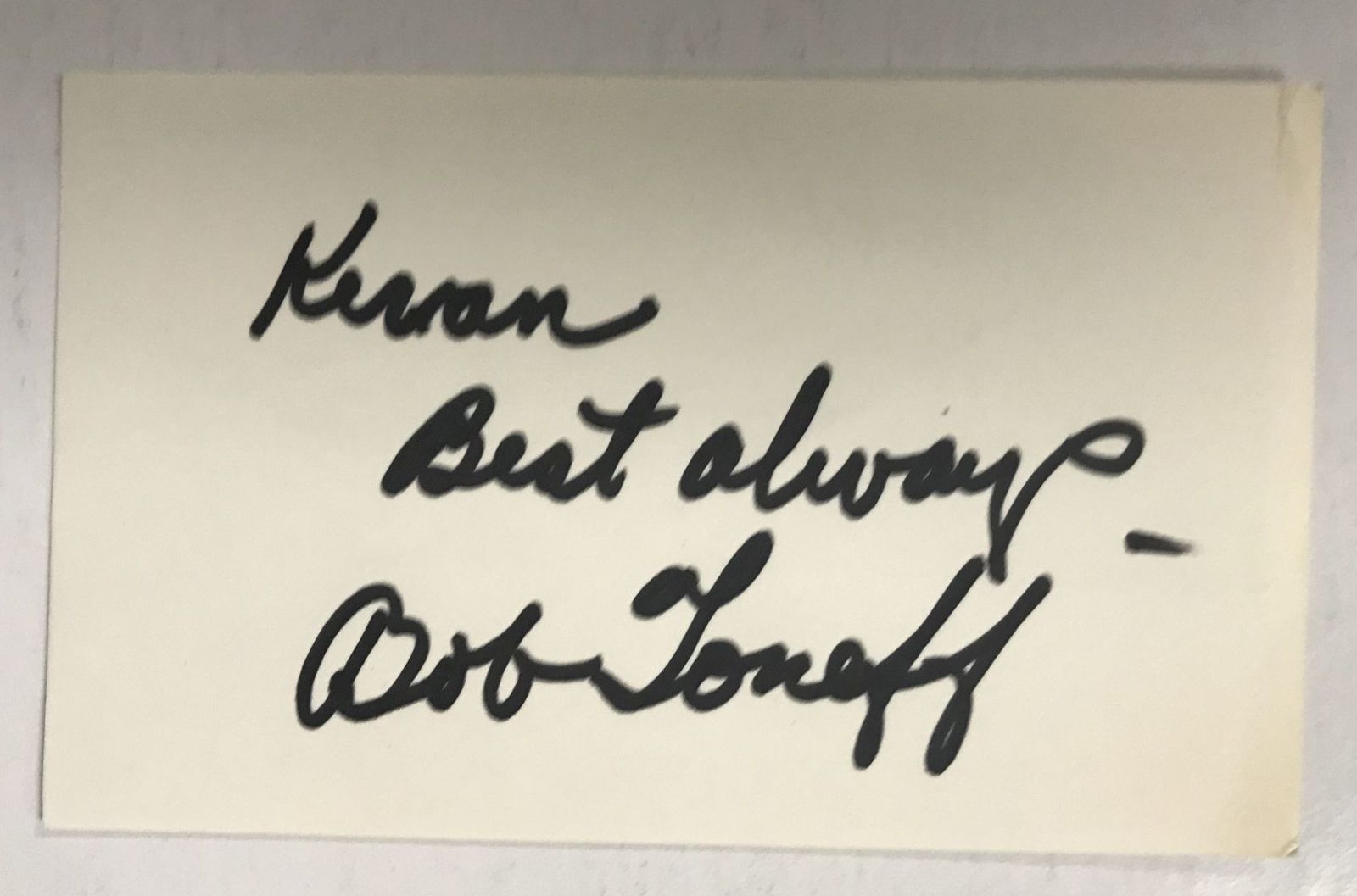 Bob Toneff (d. 2015) Signed Autographed 3x5 Index Card - NFL Great - $15.00