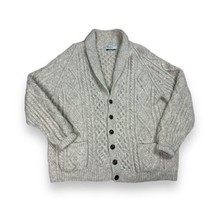Blarney Woollen Mills Aran Wool Fisherman Irish Cardigan Sweater Shawl C... - £46.32 GBP