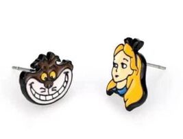 Alice in Wonderland Girls Stud Earrings Alice &amp; Cheshire Cat Miniature A... - $5.00