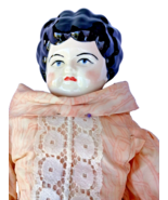 Craftsman or Hobby Porcelain Doll German 17&quot;  Lady Doll Molded Black Hair - £26.72 GBP