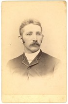 Circa 1880&#39;S Named Cabinet Card Handsome Man Mustache Suit Ferrisburgh, Vt - £9.54 GBP