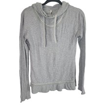 Alo Yoga Long Sleeve Top S Womens Grey White Hooded Pullover Workout Shirt - £22.13 GBP