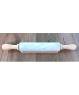 Marble Rolling Pin Wooden Handles &amp; Wooden Storage Cradle - $257.25 MXN