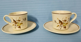 2 Royal Doulton WILD CHERRY #LS1039 Tea Cup &amp; Saucer Brown White Floral Mug  - £23.96 GBP
