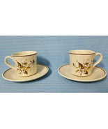 2 Royal Doulton WILD CHERRY #LS1039 Tea Cup & Saucer Brown White Floral Mug  - $29.99