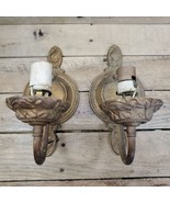 X2 Vintage Antique MOE BRIDGES Cast Iron Painted WALL SCONCE Light Fixtu... - $103.90