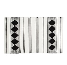 NEW Caravan Well Traveled Rug Beige Black Diamond Stripe Boho Bathroom Entry - £15.37 GBP