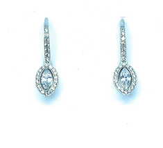 ADIRFINE 925 Sterling Silver Marquise Birthstone Color Stone Lever Back Earrings - £31.71 GBP