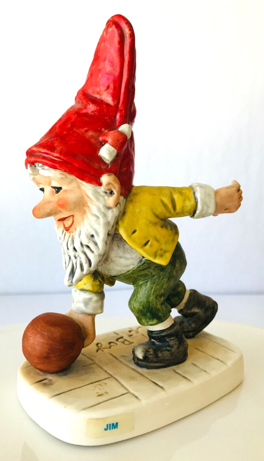 Goebel Co Boy Jim the Bowler 9 Pins Merry Gnome Porcelain Germany Story Tag - $41.59