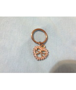 Cubic Zirconia Heart Bow Pendant Keychain Gold Tone - £3.16 GBP