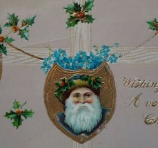 Vintage Santa Claus Christmas Postcard Embossed Blue Coat 2391 Wingham Ontario - £14.82 GBP